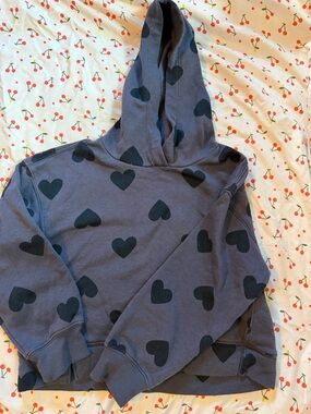 Old Navy Dark Gray Hoodie with Black Heart Motif